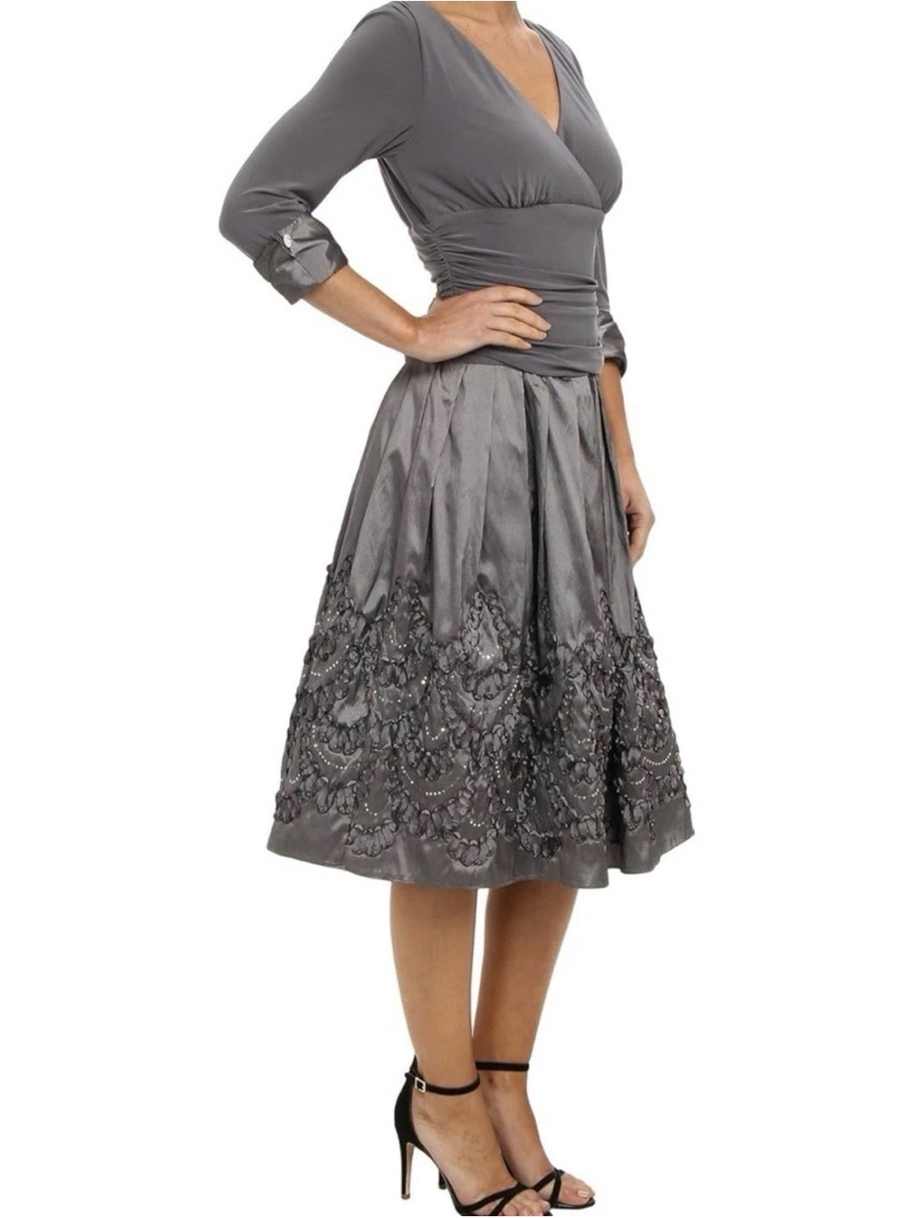 Jessica Howard size 12 Women’s Dress 3/4 Sleeve Ruched Waist Modest Work Formal